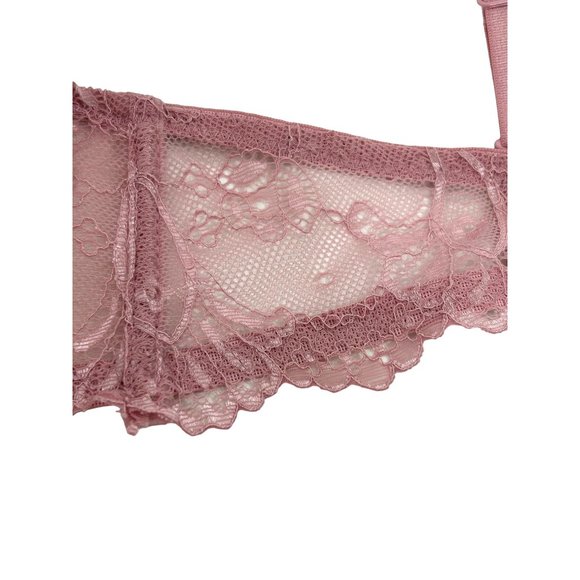 Rene Rofe Pink Push-Up Bra 36C Padded Cups Lace Overlay Adjustable,  Ribbon Bow - Picture 13 of 16